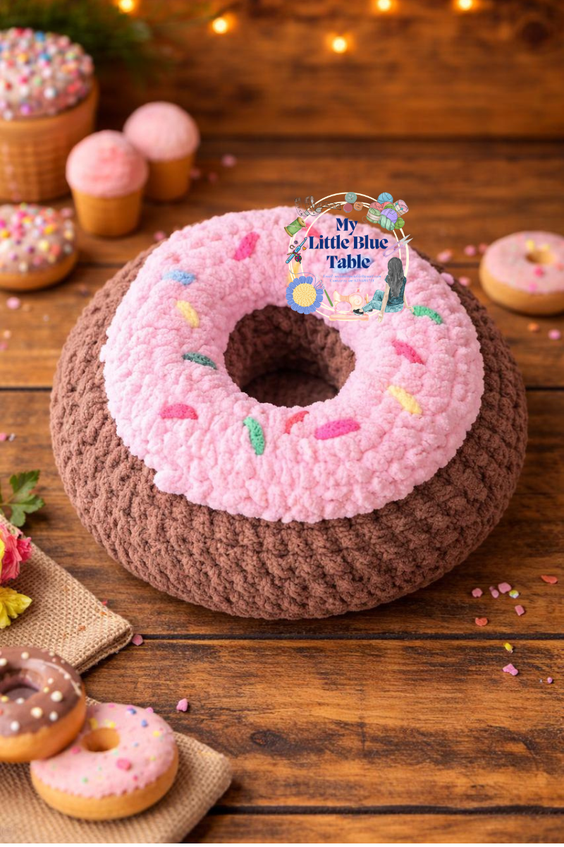 Crochet donut pillow | Amigurumi dessert | Donut decor